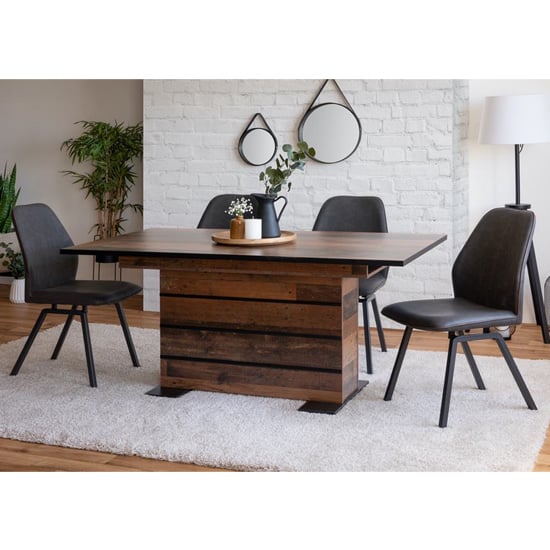 Manhattan Extending Wooden Dining Table In Old Style And Black_4