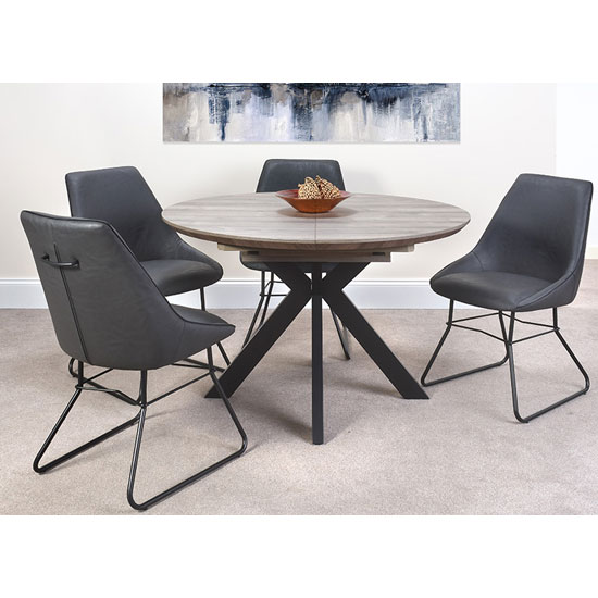 Read more about Manhattan extending round dining set with 4 grey cooper chairs