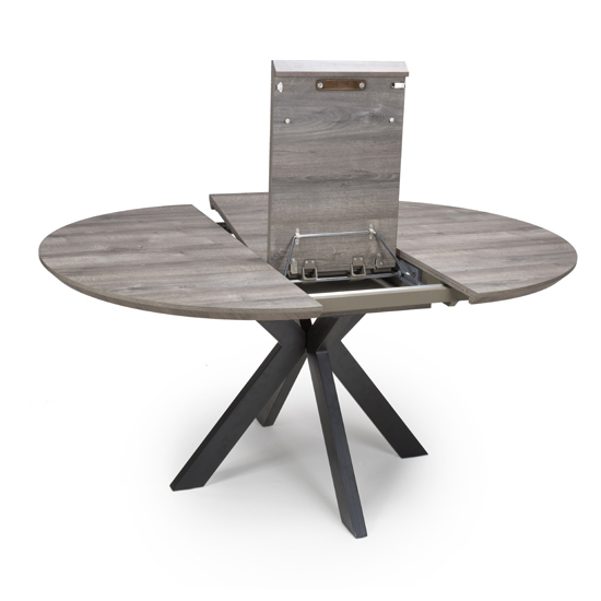 Manhome Extending Round Wooden Dining Table In Grey_2