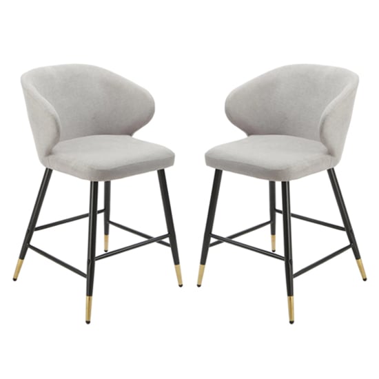 Product photograph of Manhattan Grey Linen Fabric Bar Chairs In Pair from Furniture in Fashion