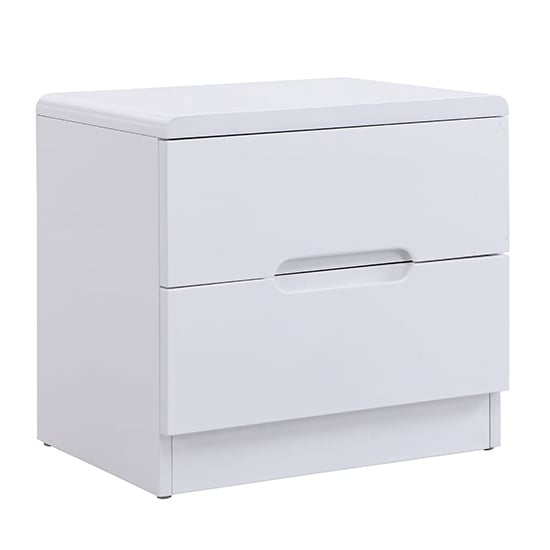Manhattan High Gloss Bedside Cabinet With 2 Drawers In White_4