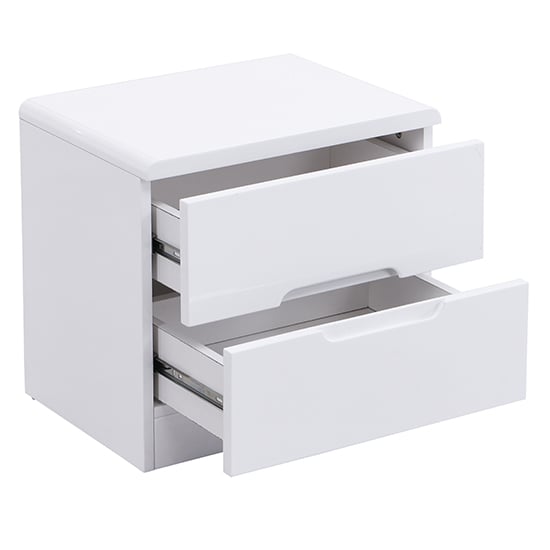 Manhattan High Gloss Bedside Cabinet With 2 Drawers In White_5