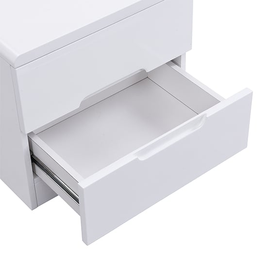 Manhattan High Gloss Bedside Cabinet With 2 Drawers In White_9