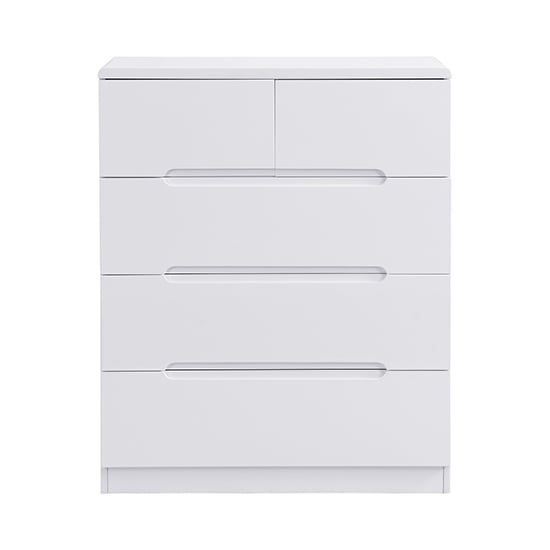 Manhattan High Gloss Chest Of 5 Drawers In White_3
