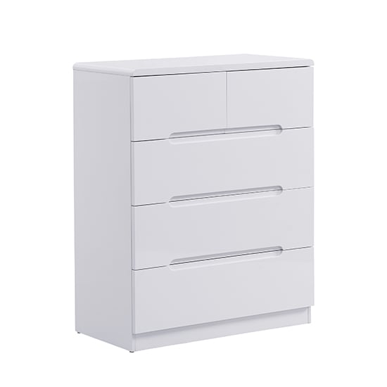 Manhattan High Gloss Chest Of 5 Drawers In White_4