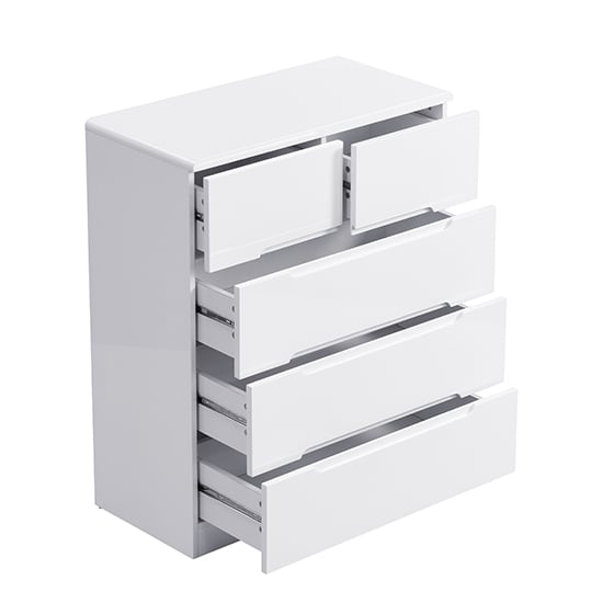 Manhattan High Gloss Chest Of 5 Drawers In White_5