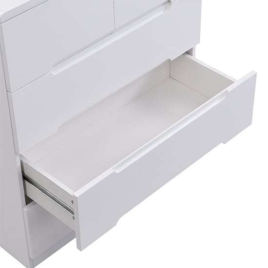 Manhattan High Gloss Chest Of 5 Drawers In White_8