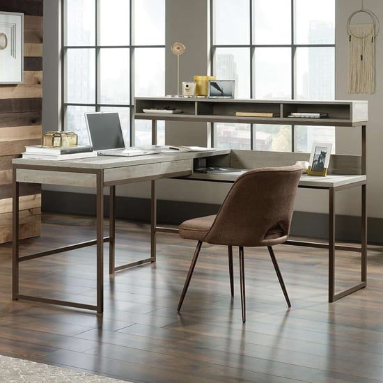 Read more about Manhattan wooden l-shaped computer desk in mystic oak