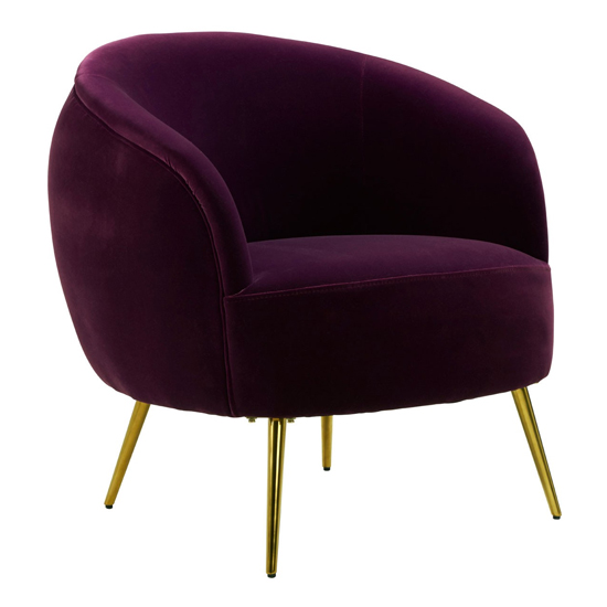 Intercrus Lounge Chaise Armchair In Purple Velvet