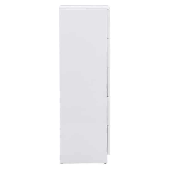 Manhattan Tall High Gloss Chest Of 5 Drawers In White_6