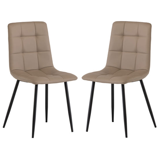 Read more about Manhen taupe leather dining chair in a pair