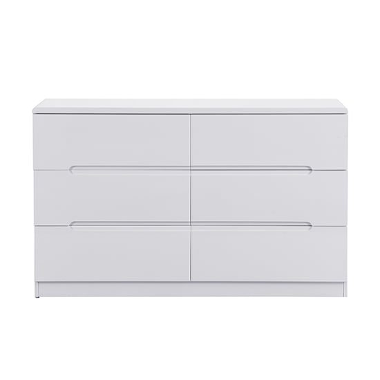 Manhattan Wide High Gloss Chest Of 6 Drawers In White_3