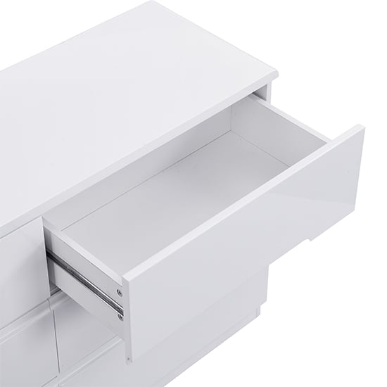 Manhattan Wide High Gloss Chest Of 6 Drawers In White_9