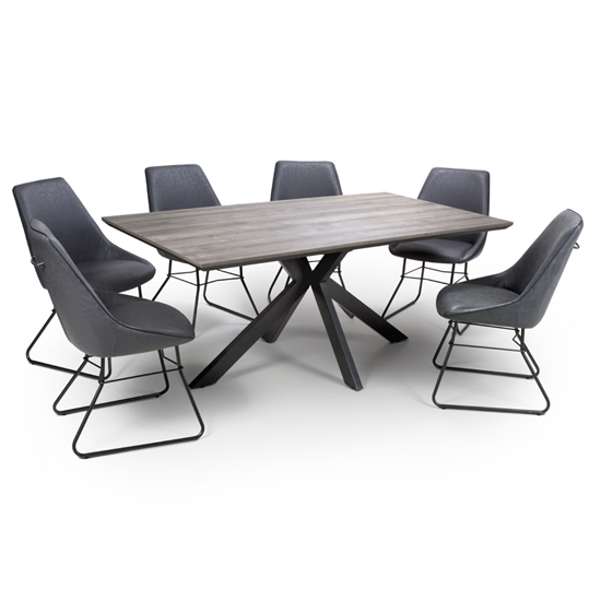 Manhome Wooden Dining Table In Grey_2