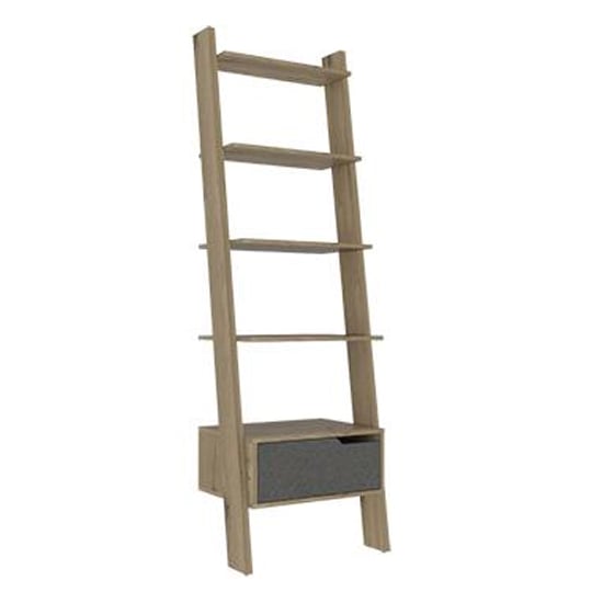 Product photograph of Marsett Ladder Bookcase In Bleached Pine And Stone from Furniture in Fashion