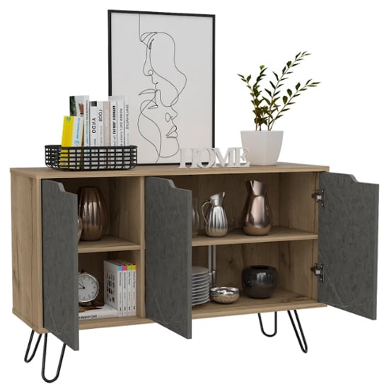 Marsett Wooden Sideboard In Bleached Pine And Grey_2