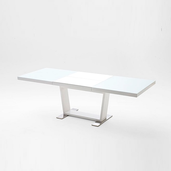 Manhattan Extendable Dining Table With White Glass And Gloss_2