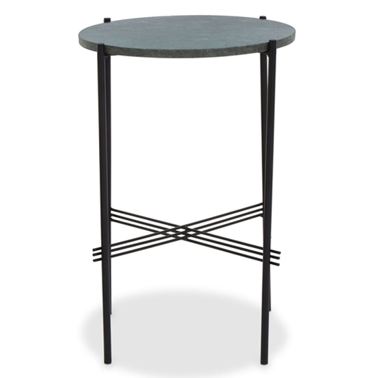 Photo of Mania round green marble top side table with black frame