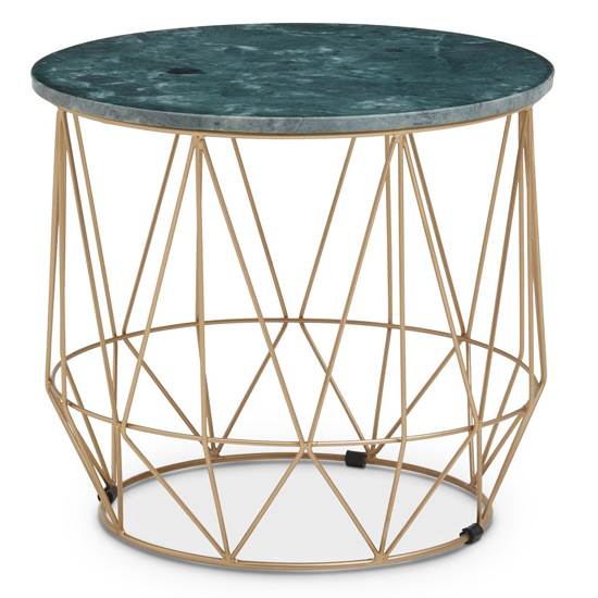 Read more about Mania round green marble top side table with gold base
