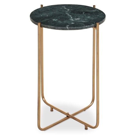 Product photograph of Mania Round Green Marble Top Side Table With Gold Frame from Furniture in Fashion