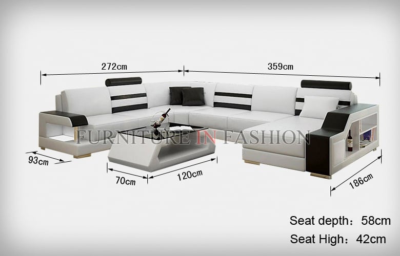Manicchi Sectional Leather Sofa In Black And White