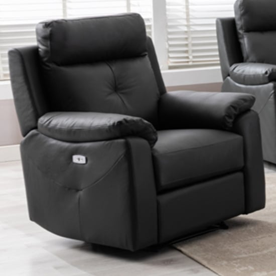 Product photograph of Manila Electric Leather Recliner 1 Seater Sofa In Anthracite from Furniture in Fashion