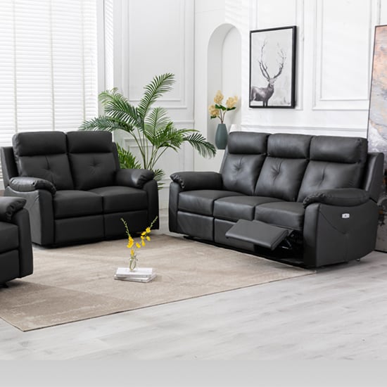 Read more about Manila electric leather recliner 3+2 sofa set in anthracite