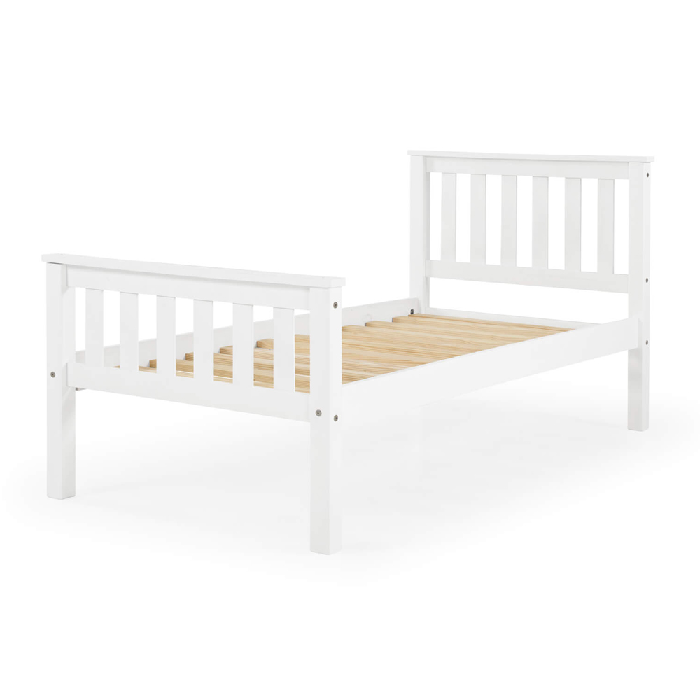 Maire High Foot End Pine Wooden Single Bed In White