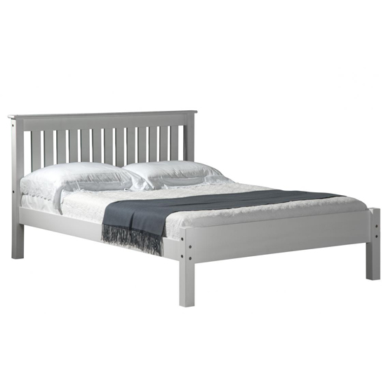 Maire Low Foot End Pine Wooden King Size Bed In White