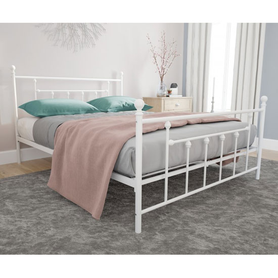 Morgana Metal King Size Bed In White_2