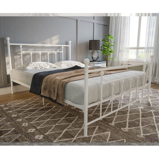 Morgana Metal King Size Bed In White