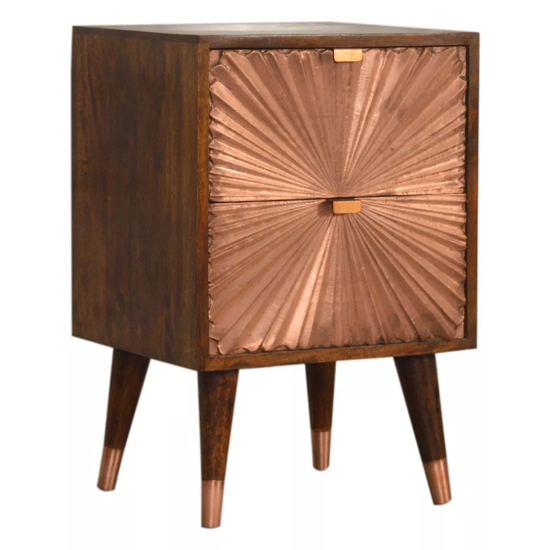 Photo of Manila wooden bedside cabinet in chestnut copper with 2 drawers