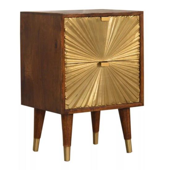 Product photograph of Manila Wooden Bedside Cabinet In Chestnut Gold With 2 Drawers from Furniture in Fashion