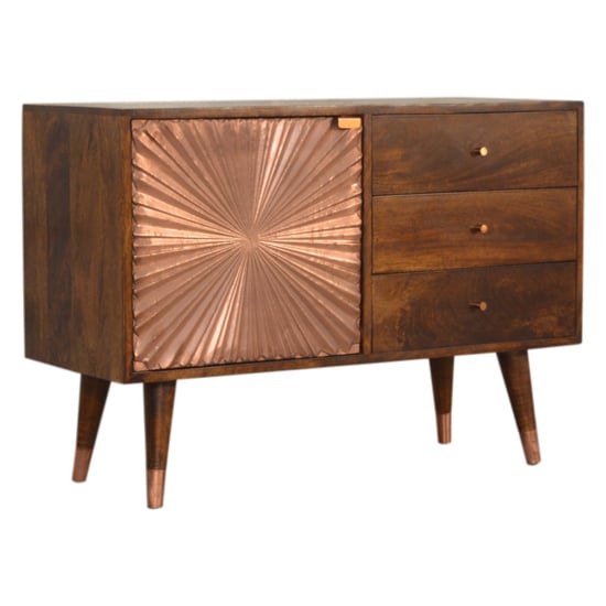 Photo of Manila wooden sideboard in chestnut and copper
