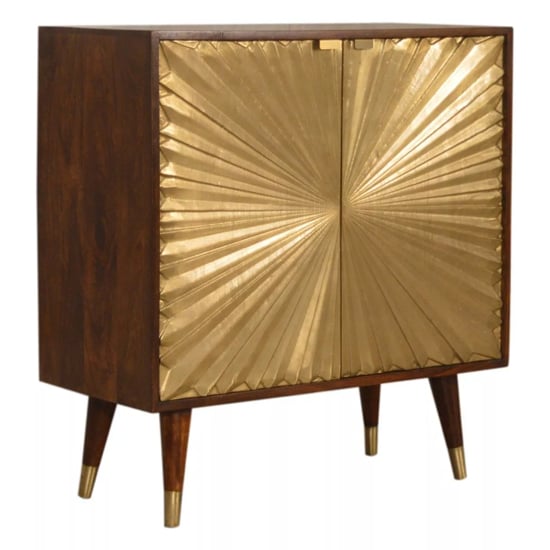 Read more about Manila wooden storage cabinet in chestnut and gold