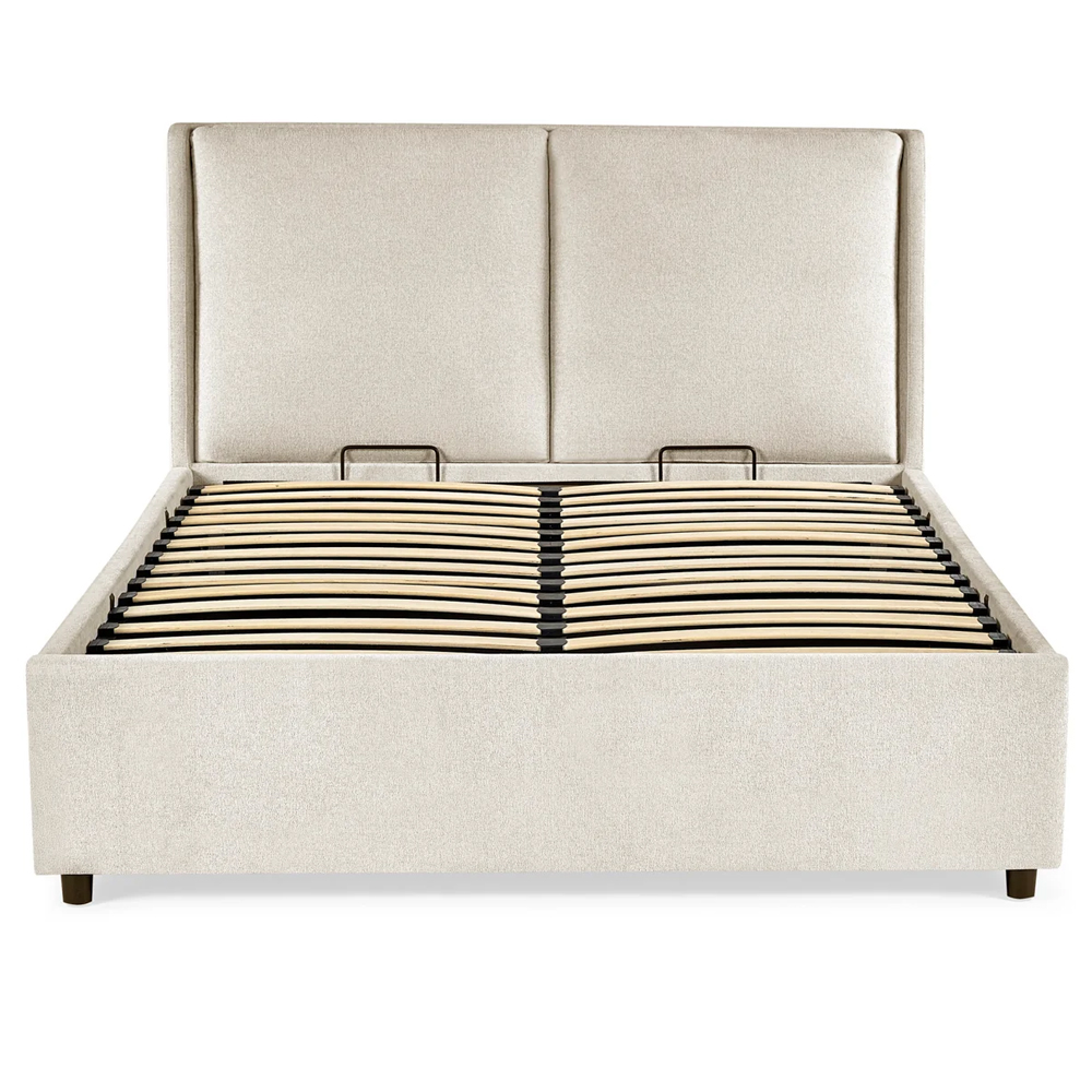 Manistee Fabric Ottoman Storage Double Bed - Beige