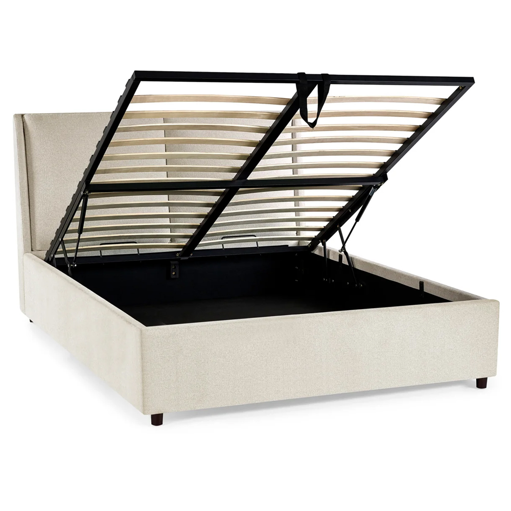 Manistee Fabric Ottoman Storage Double Bed - Beige