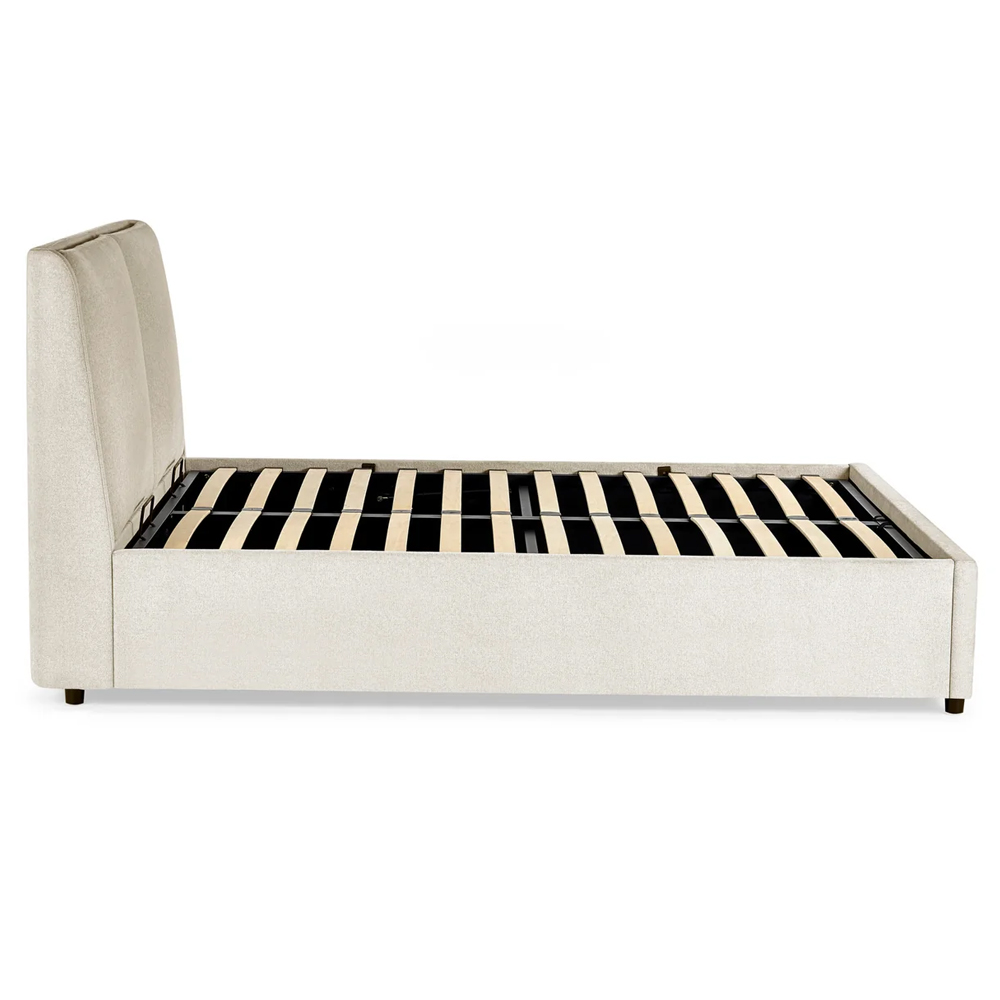 Manistee Fabric Ottoman Storage Double Bed - Beige