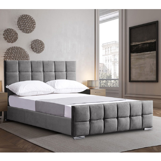 Manitou Plush Velvet King Size Bed In Blue FiF