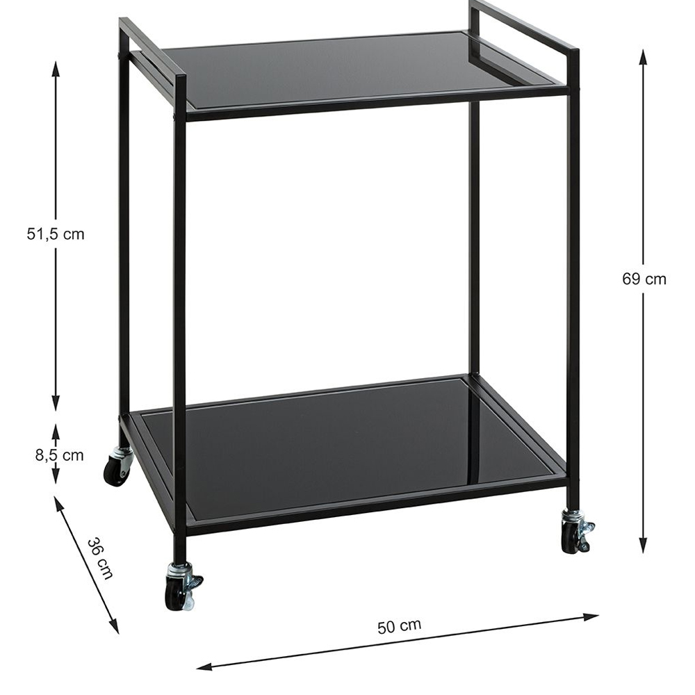 Manitowoc Metal Drinks Serving Trolley With Glass Shelf In Black