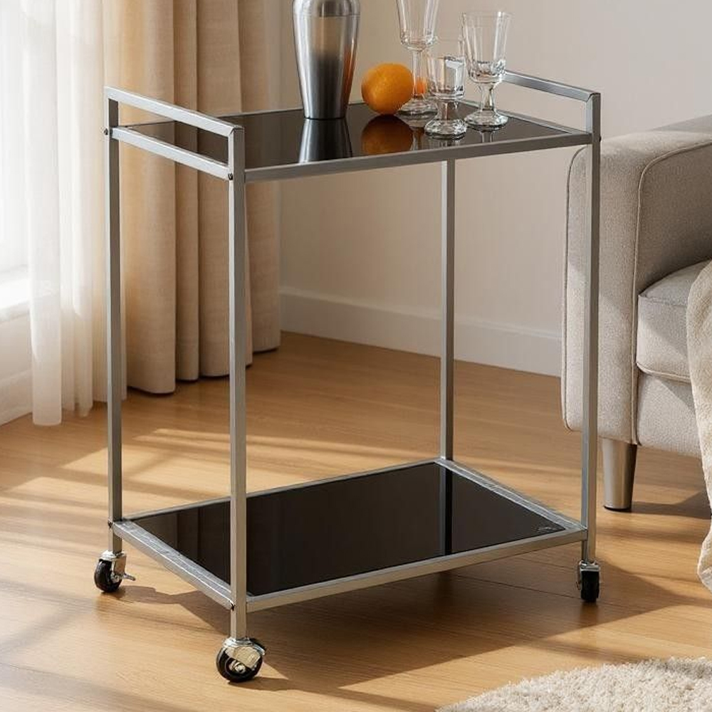 Manitowoc Metal Drinks Serving Trolley With Glass Shelf In Grey
