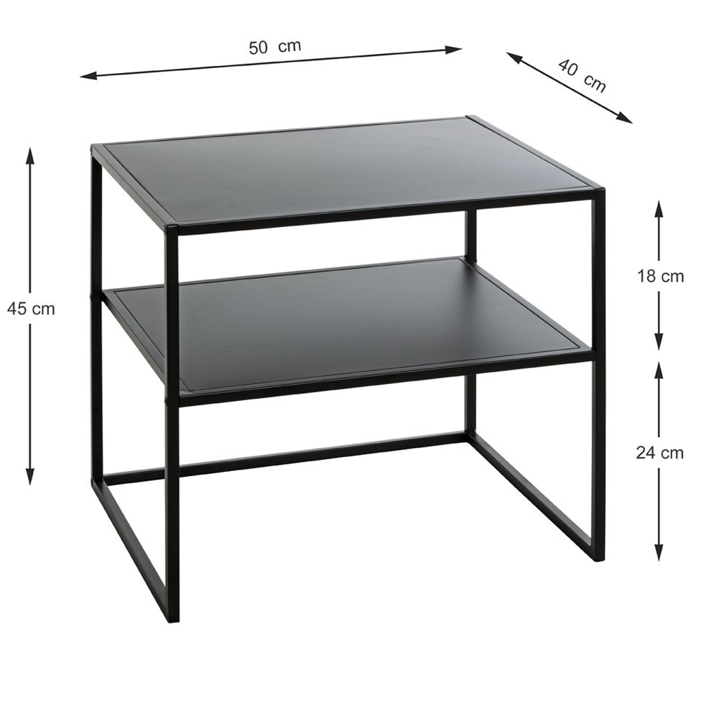 Manitowoc Small Metal End Table With Undershelf In Black