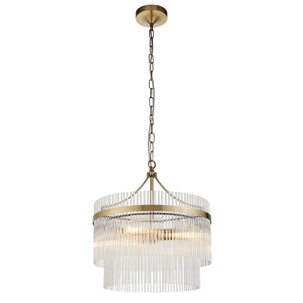 Mankato 3 Light Glass Pendant Ceiling Light In Antique Brass