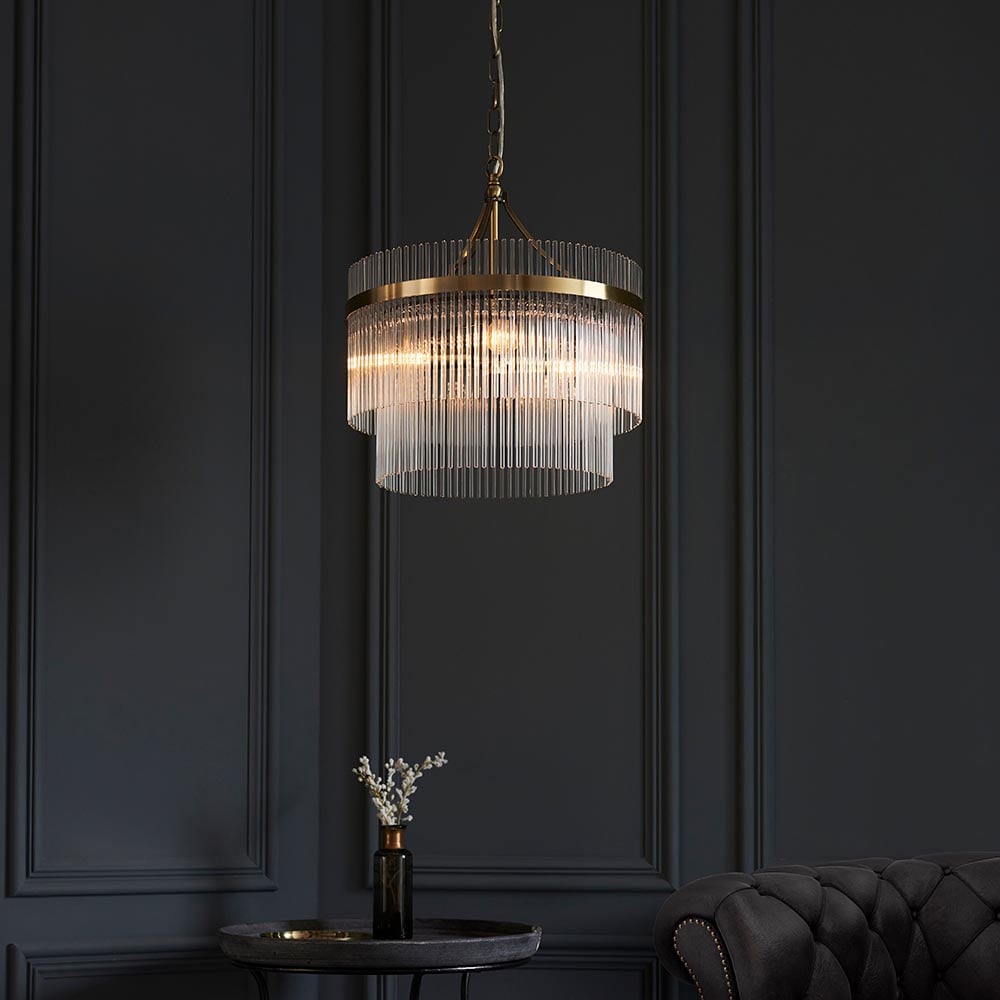 Read more about Mankato 3 light glass pendant ceiling light in antique brass