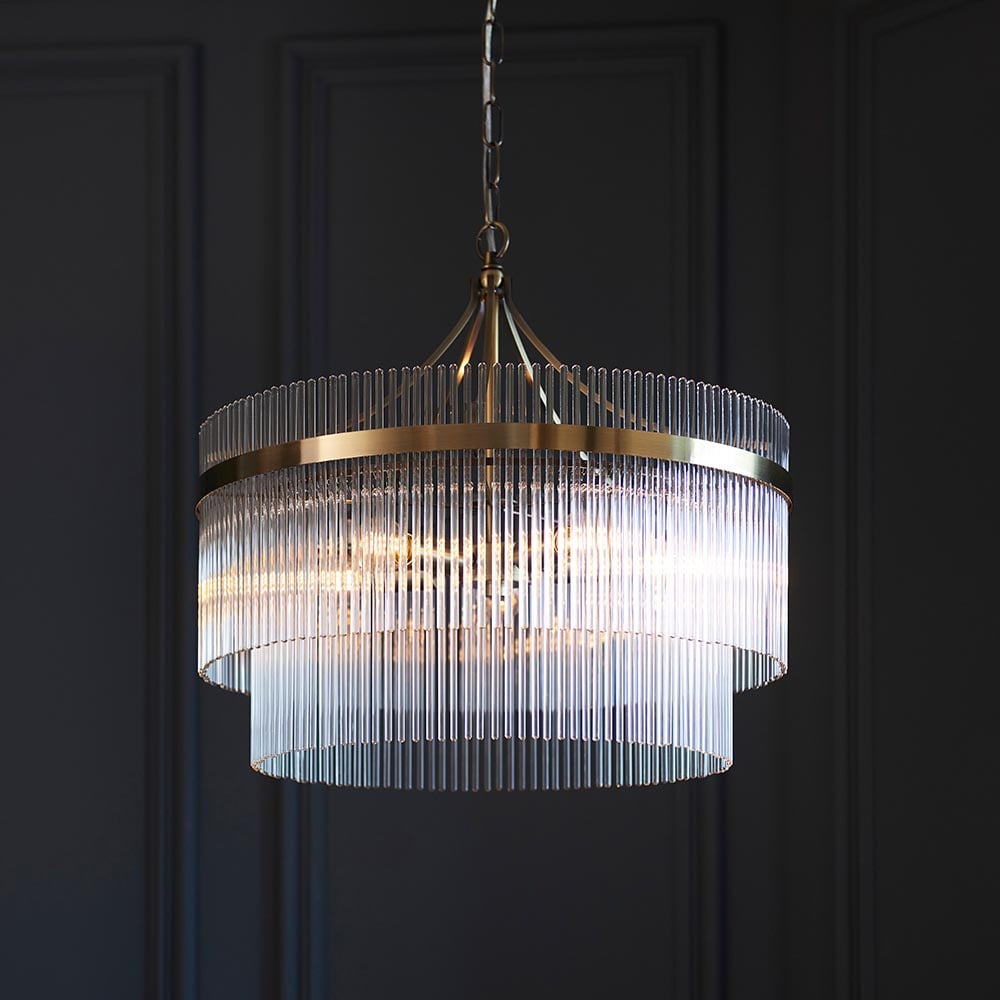 Read more about Mankato 5 light glass pendant ceiling light in antique brass