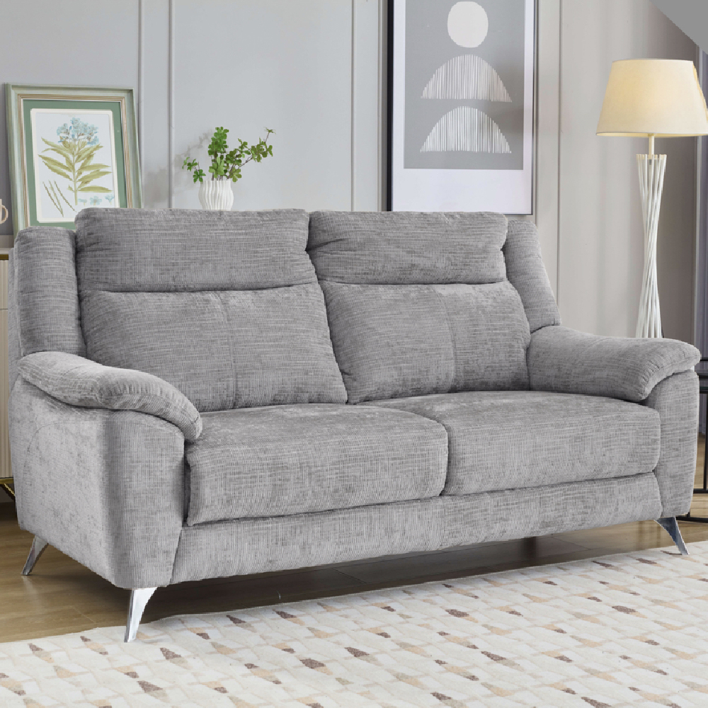Mankato Fabric 3+1+1 Seater Sofa Set In Ash