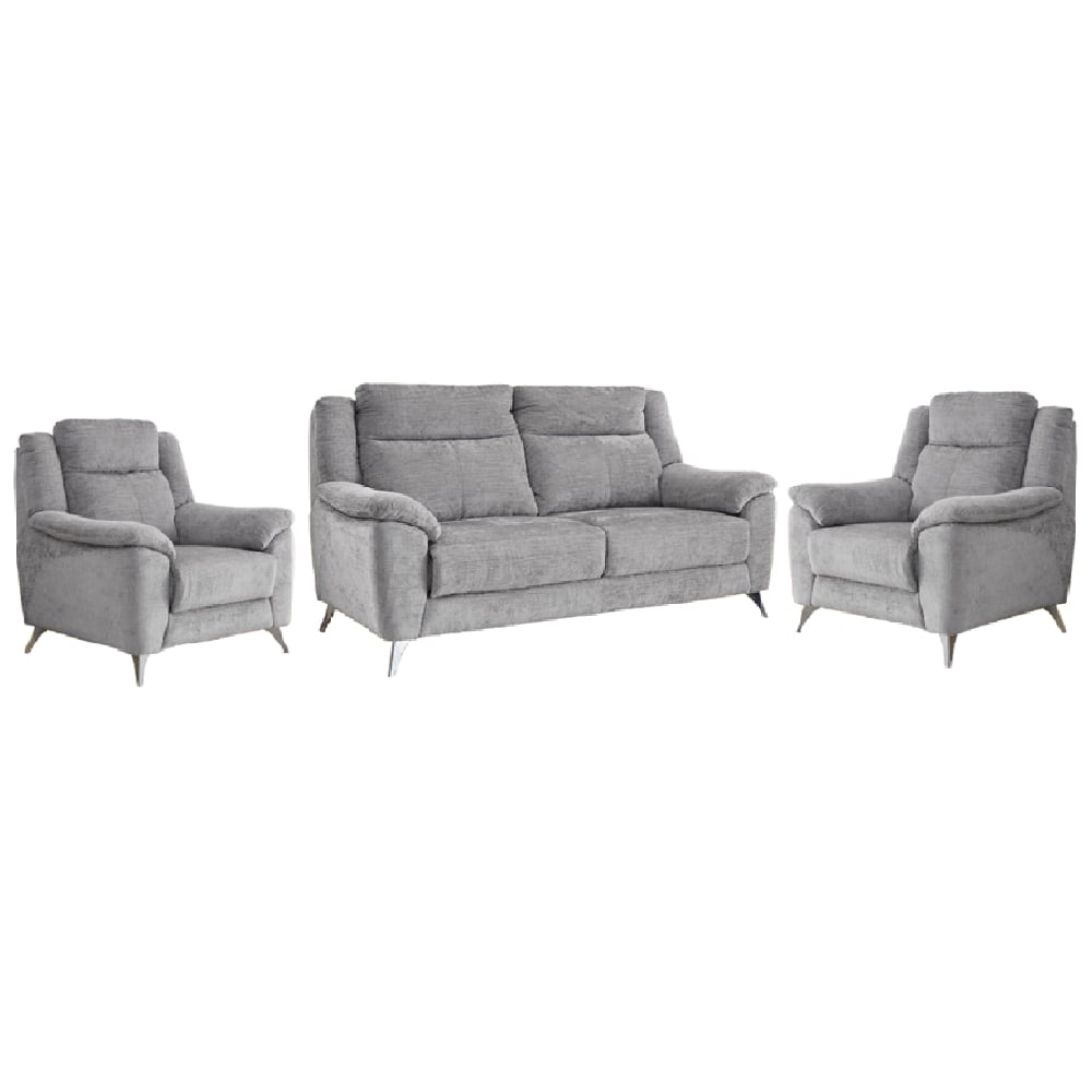 Mankato Fabric 3+1+1 Seater Sofa Set In Ash
