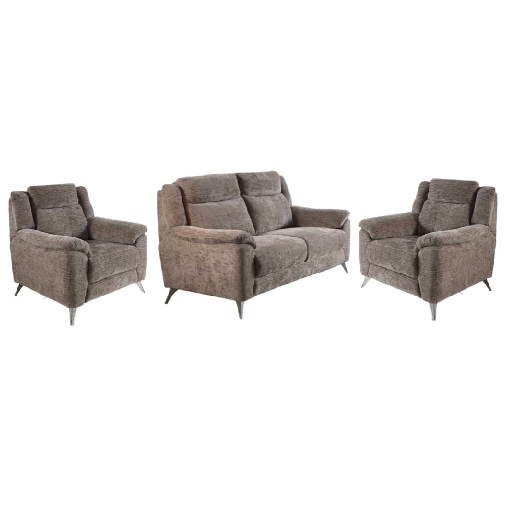 Mankato Fabric 3+1+1 Seater Sofa Set In Stone