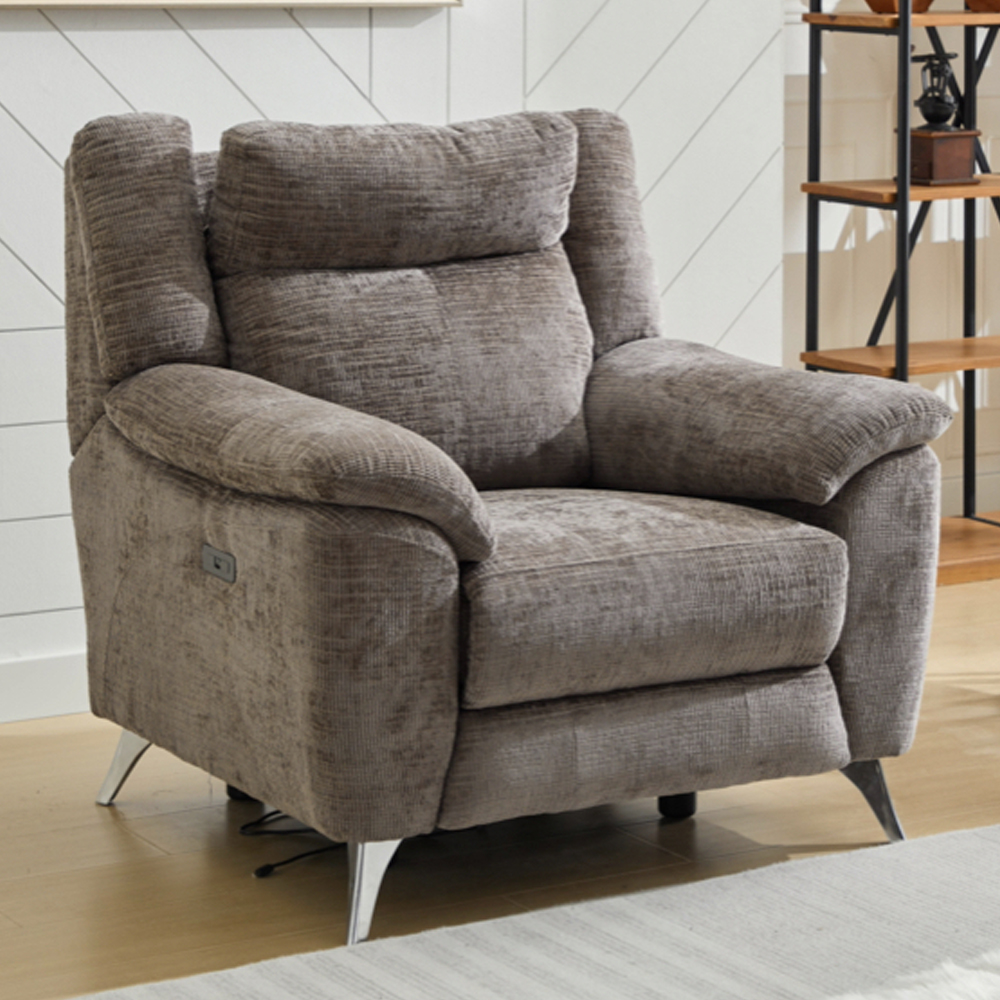 Mankato Fabric Electric Recliner 3+1+1 Seater Sofa Set - Stone