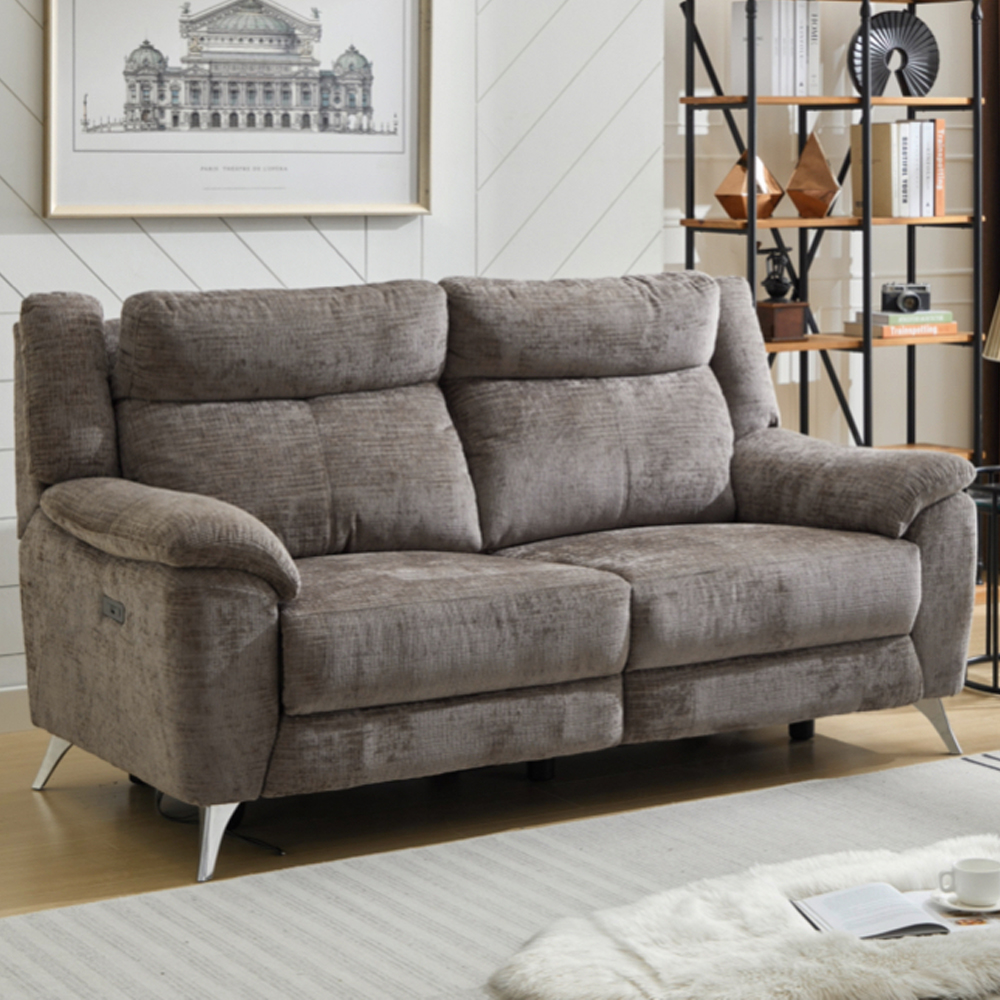 Mankato Fabric Electric Recliner 3+1+1 Seater Sofa Set - Stone